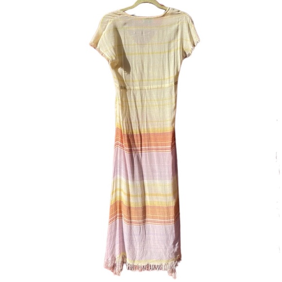 Latarte Sunset Hued Maxi Dress with Raw edged Uneven Hemline - Picture 3 of 7
